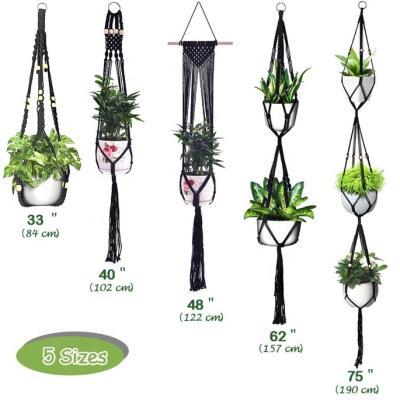 China 5 Pack Black Macrame Plant Hangers Minimalist Macrame Rope Macrame Bracelet Flower Pot Holder Stand for sale