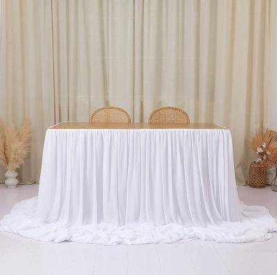 China TC091 waterproof table edging designs for wedding event table edging skirt fitted tablecloth for sale