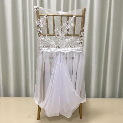 China C310B Simple New Arrival Cinderella Chair Hanging Cover With Brooch Lace Chair Covers Wedding for sale