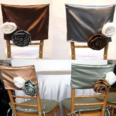 China Simple C086C JENNY BRIDAL handwork rose flower decorative thick satin chair back covers covers for banquet chairs for sale