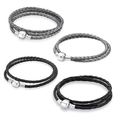 China 2021 fashion high quality 925 sterling silver multicolor leather rope wholesale women's base buckle fashion all-match multibuckle for sale