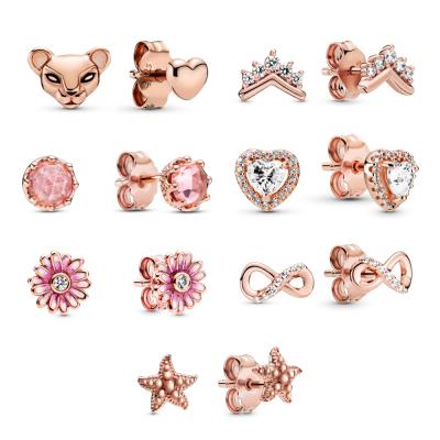 China Fashionable 2021 fashion new wholesale high quality charm heart-shaped rose gold plated earrings for sale