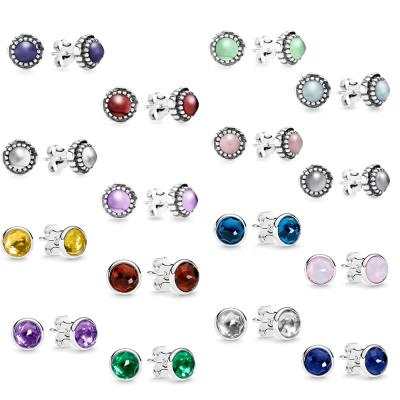 China FASHIONABLE FASHIONABLE Sterling Silver Creative Exquisite Colorful Girl's December Birthday Earrings for sale