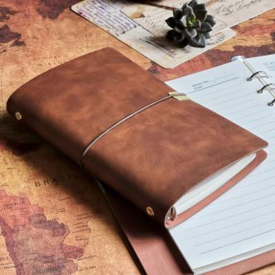 China 80g Vintage Leather Enrolling Diary Notebook Paper A6 Nautical Spiral Blank Travel String Diary Notepad Sketchbook for sale