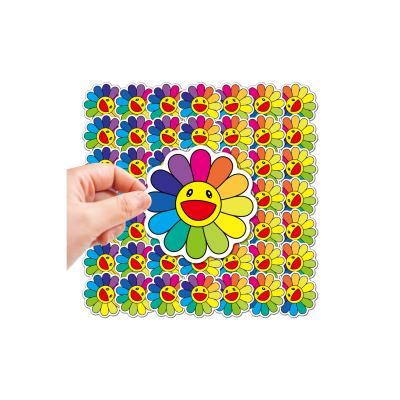 China Reward Rainbow Color Sticker Sunflower Label for Luggage or Cup Reward Sticker for Kids for sale