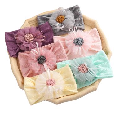 China Lovely Babies Headbands Flowers Soft Nylon Headbands Elastics Hair Bows Handmade Floral Hair Accessories For Newborn Infant for sale