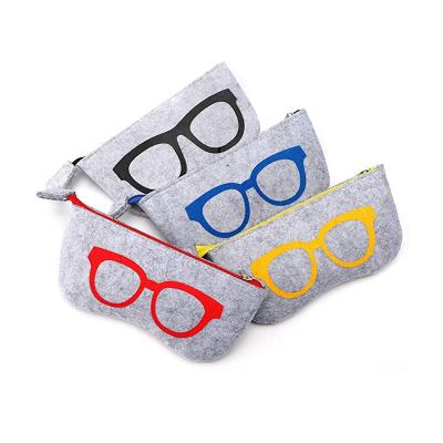 China 4 Pack Strong Material Portable Eyeglasses Bag Zipper Glass Purse Bag Soft Felt Makeup Storage Pouch for sale