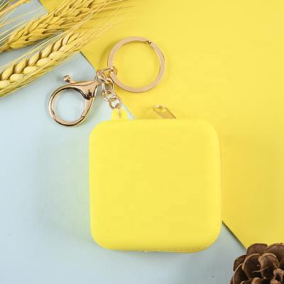 China Durable And Eco-friendly Material Square Key Case Cute Coin Pouch Macaron Silicone Coins Bag With Zipper Jewelry Box Case for sale