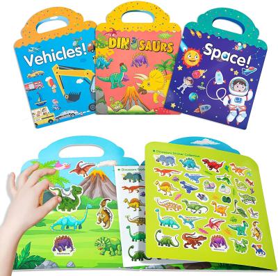 China Playing Space Vehicles Animal Stickers Reusable Static Sticker Activity Books Set For Kids Educational Toys Learning Books for sale