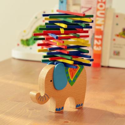 China Playing Colorful Wooden Camel Confusion Tumble Tower Stacking Game Wooden Building Sticks Elephant Tower Board Games For Kids for sale