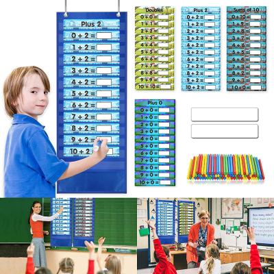 China Wall Hanging Classroom Pocket Chart With Erasing 50 Sec Reusable Cards Educational Math Pocket Chart For Kids Teacher Aids for sale