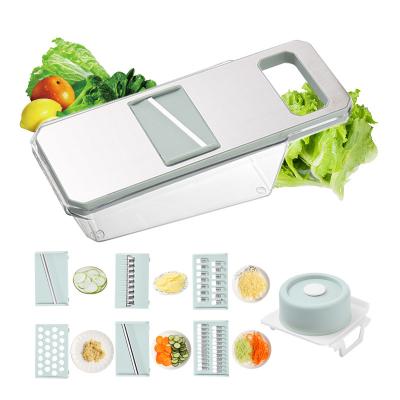 China Hot Selling Amazon Rectangle Fresh Food Container Kitchen Viable Multifunctional Slicer Manual Food Fruit Vegetable Chopper Cutter for sale