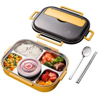 China Large Portable Stainless Steel Lunch Box Viable Food Container For Kid Heat Insulation Meal Prep Bowl Microwavable Tableware for sale