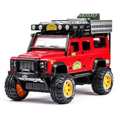 China Sound 1:28 Simulated Land Rover Desert Wagon Alloy Car Model Ornaments With Simulated Sound And Light Up Children's Toy Car Gift for sale