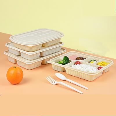 China Hot Eco Microwavable Take Out Plastic Food Packaging To Go Wrap Lunch Box For Restaurant Paper Bento Box With Logo Food Container for sale