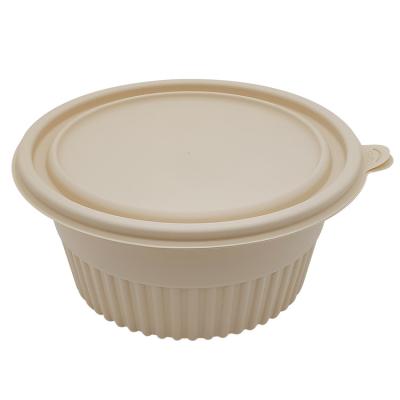 China Eco Reusable Custom Plastic Round Microwave Soup Rice Fruit Salad Food Take Out Serving Bowls Set With Lids For Hot Soup Food for sale