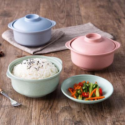 China Anti-scalding bowl instant noodle straw wheat noodle bowl small to rice soup bowl viable creative household student tableware for sale