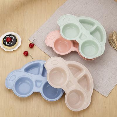 China Creative Stored Shaped Car Dish Meal Compartment Straw Wheat Household Baby Divider Dish Dish for sale