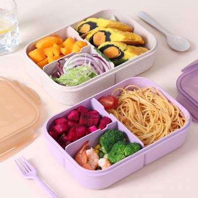 China Reusable Nordic Style Rectangle Bpa Free Bento Wheat Straw Biodegradable Portable Food Bowl for sale