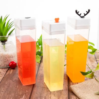 China 500ml Milk Tea Cup Pet Milk Tea Bottle Recyclable Material Transparent Cup Thickened Brick Square Cup Disposable Plastic Beverage Juice Bottle for sale