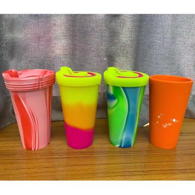 China Outdoor travel silicone portable stocked cup with straw milk tea silicone wine mouthwash cup beer cup color customization for sale