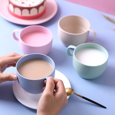 China Single Stocked European Tea Cup Breakfast Milk Straw Environmental Protection Wheat Milk Cup Coffee Drinks Cup for sale