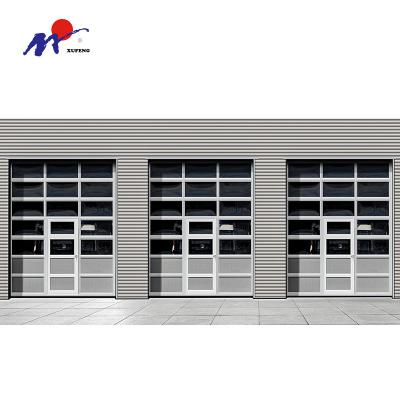 China Sound Insulation Customized Automatic Panoramic Aluminum Frosted Sectional Garage Door Motorized Glass Door for sale