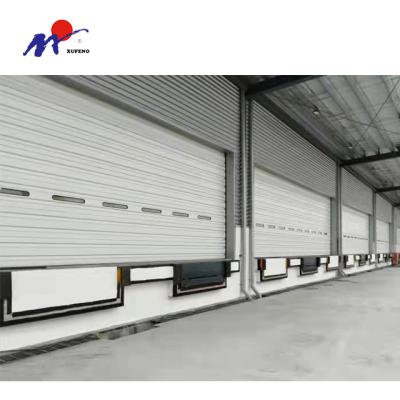 China Warehouse Aluminum Single Leaf Overhead Aluminum Industrial Door Windproof With Small Window for sale