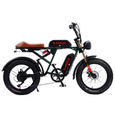 China Retro Electric Bike EBike 48V26AH 20/4.0 New Two Seat Super Power Tire High Carbon Steel Electric Motorcycle Fat Tire for sale