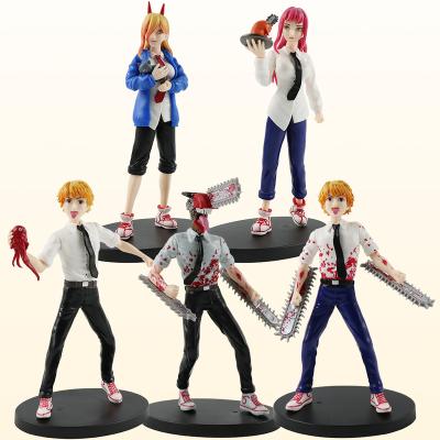 China Toy Model Wholesale Anime Figure 5 Cartoon Style Chainsaw Man Denji Power Makima Action Number Model for sale