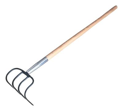 China 1055040 Carbon Steel 4 Tines Forged Farming Pitch-Fork Garden Digging Steel forged Curved Fork Rake for sale