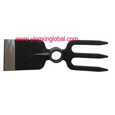 China 30020132 With Round Hole Eye Three Tines And Cutting-Spade Type Forged Digging Garden Farming Fork-Hoes Hoes for sale