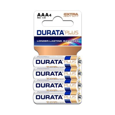 China Home Appliace Durata Plus Extra Heavy Duty Sc4-60 AAA Size 1.5V R03 Zinc Carbon Dry Cell Battery for sale