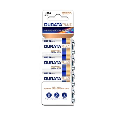 China Home Appliace Durata Plus 9V Extra Heavy Duty Sc4-16 Size 6f22 Zinc Carbon Dry Cell Battery for sale