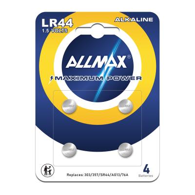 China B4 Home Appliance Allmax Maximum Power Lr44 1.5V Alkaline Coin Battery for sale