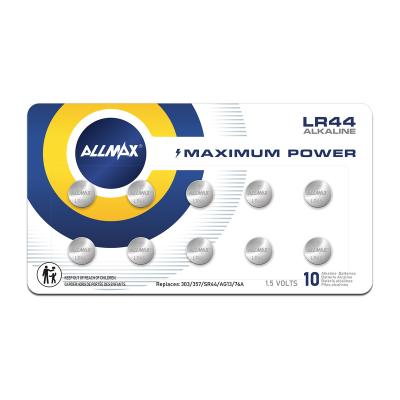 China B10 Home Appliance Allmax Maximum Power Lr44 1.5V Coin Alkaline Battery for sale