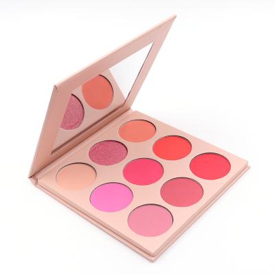 China Wholesale Waterproof High Quality Cosmetics Highly Pigmented Waterproof Matte Shimmer 9 Color Blush Palette for sale