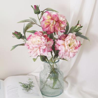 China Real Touch Artificial Flower Natural High Quality White Group Peony Reasonable Price Touch For Party Home Wedding Decoration for sale