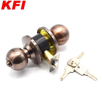 China Antique Entry Stainless Steel Copper Color Double Ball Knob Door Lock for sale