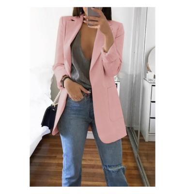 China Slim Lady High Guality Anti-Wrinkle Long Sleeve Coat Suit Cardigan Solid Color Suit Jacket Women's Blazer Office Tops for sale