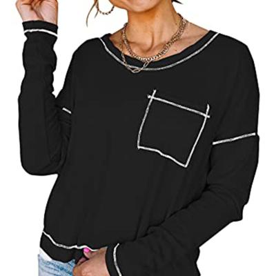 China Anti-pilling Hot Product Women Round Neck T-shirt Sweater Autumn Long Sleeve Plus Size Loose T-Shirt For Women for sale