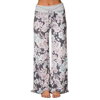 China Anti-Wrinkle Amazon Hot Sale Autumn Plus Size Bohemia Floral Women Long Leg Pants Women Wide Leg Pants And Trousers Women for sale