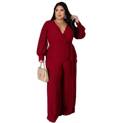 China 2021 New 2021 Autumn Women's Clothing Women's One-Piece Deep Neck Loose Viable Pants Women's Casual Overalls for sale