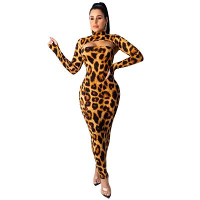 China Hot Sale Plus Size Ladies Leopard Print Turn Down Collar Plus Size One Piece Jumpsuits And Rompers For Women for sale