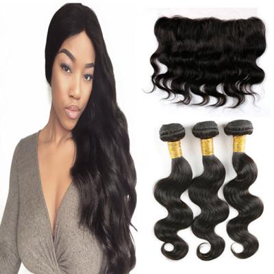 China Wholesale Sellers Brazilian Body Wave Hair Straight Virgin Virgin Hair 3 Bundles With Lace Frontal Closures for sale