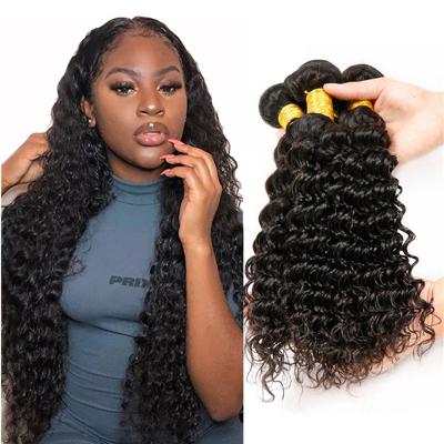 China Deep Wave 10A 12A Grade Virgin Mink Brazilian Human Hair Extension Cuticle Aligned Deep Wave Free Sample Hair Bundles With Closure for sale