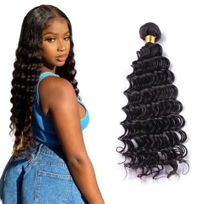 China Deep Wave Free Sample Deep Wave Bundles With Lace Frontal Closure , Mink Brazilian Virgin Human Hair Cuticle Aligned Hair Extension for sale