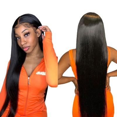 China Hd Seller Wave Brazilian Straight 100% Lace Frontal Human Hair Silky Straight Swiss Virgin Brazilian Lace Front Wig For Black Women for sale