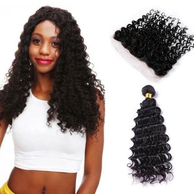 China Top Grade 13x4 Deep Wave Brazilian Virgin Human Hair Full Lace Frontal Closure Hd, Virgin Hair Wholesale Bundles With Frontal Vendors for sale