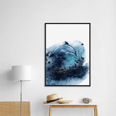 China Abstract Picture Frame On Canvas Dolphin Painting With Frame for sale